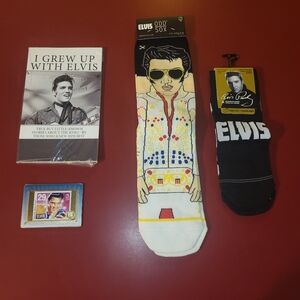 2 Pairs Mens Elvis Presley ODD Socks 8-12 Stockings 1993 Metallic Stamp Book Lot